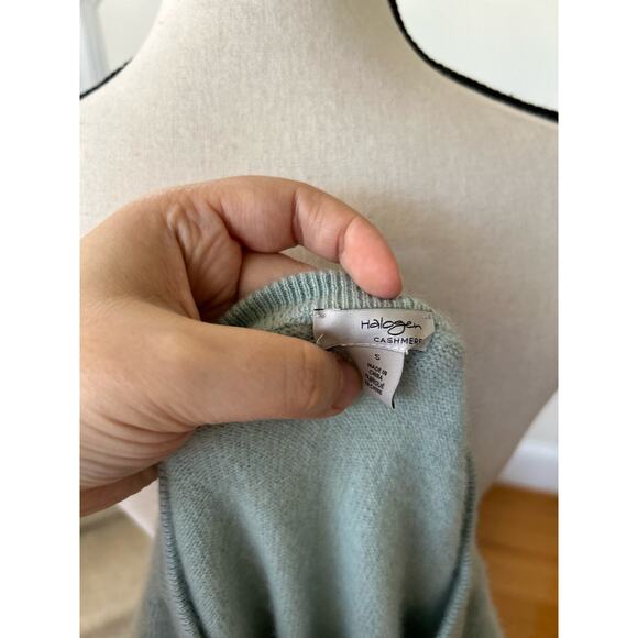Halogen Nordstrom Aqua Blue Green Crewneck Cashmere Sweater - Picture 4 of 6